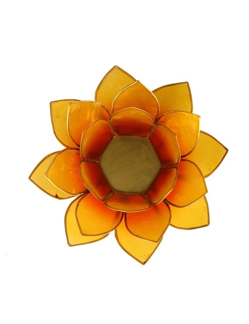 Teelichthalter - Lotus Capiz Muschel Licht -  orange / gelber Farbverlauf