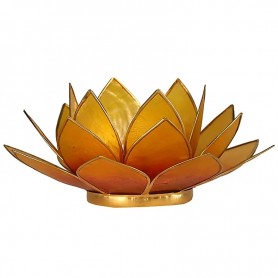 Teelichthalter - Lotus Capiz Muschel Licht -  orange / gelber Farbverlauf