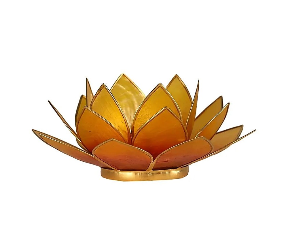 Teelichthalter - Lotus Capiz Muschel Licht - orange / gelber Farbverlauf