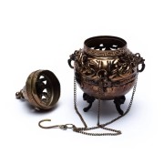 Räuchergefäß - schwenkbar - Messing Antikoptik ca. 14cm