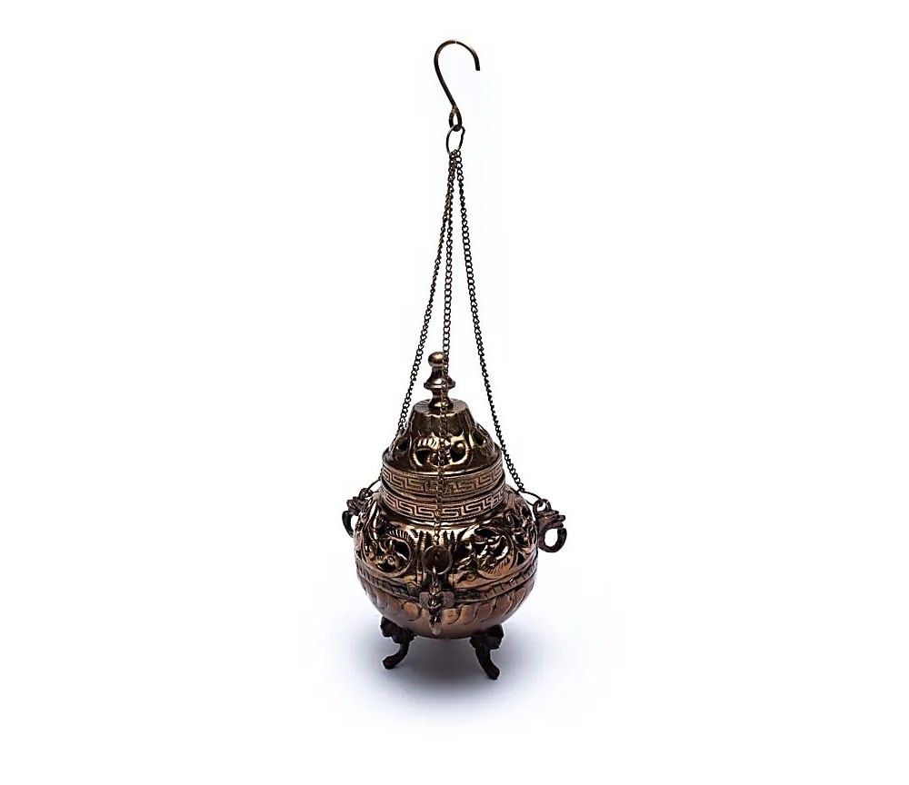 Räuchergefäß - schwenkbar - Messing Antikoptik ca. 14cm