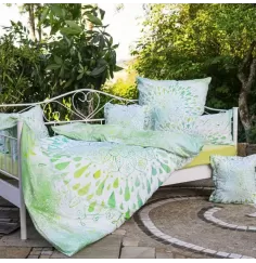 Spirit of OM - Biber-Bettwäsche GREEN DREAM - green/white