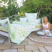Spirit of OM - Biber-Bettwäsche GREEN DREAM - green/white