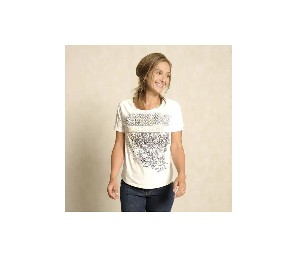 Spirit of OM - Raglan-Shirt Kurzarm Peace-Love - natur/schwarz/gold