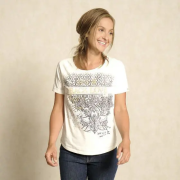 Spirit of OM - Raglan-Shirt Kurzarm Peace-Love - natur/schwarz/gold
