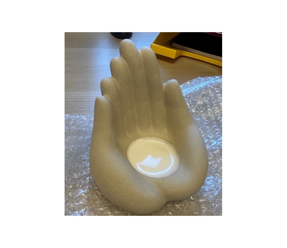 Teelichthalter - Hände voll Licht - Polyresin - creme /beige - ca. 13cm