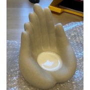 Teelichthalter - Hände voll Licht - Polyresin - creme /beige - ca. 13cm