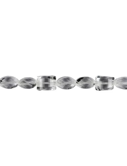 Heilstein & Edelstein-Strang - Freeform, Bergkristall, facettiert, 14 x 16mm