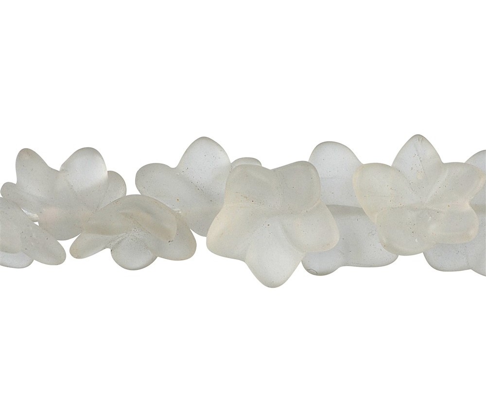 Heilstein & Edelstein-Strang - Blüte, Bergkristall, matt, 14 x 08mm