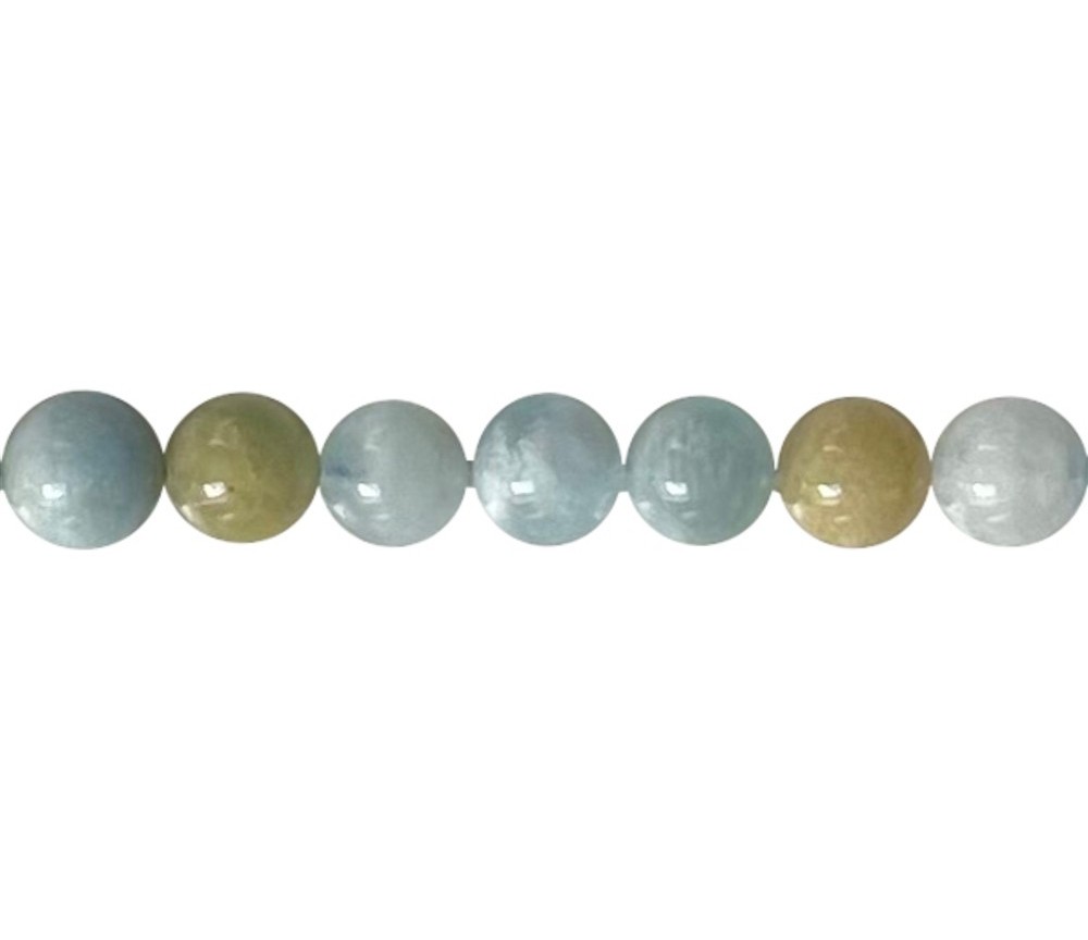 Heilstein & Edelstein-Strang - Kugeln, Aquamarin/Heliodor, 10mm (39cm)