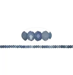 Heilstein & Edelstein-Strang - Button, Blauquarz, 04 x 06mm (39cm), facettiert