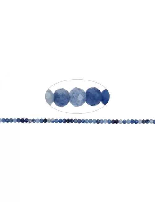 Heilstein & Edelstein-Strang - Button, Blauquarz, facettiert, 03 x 04mm