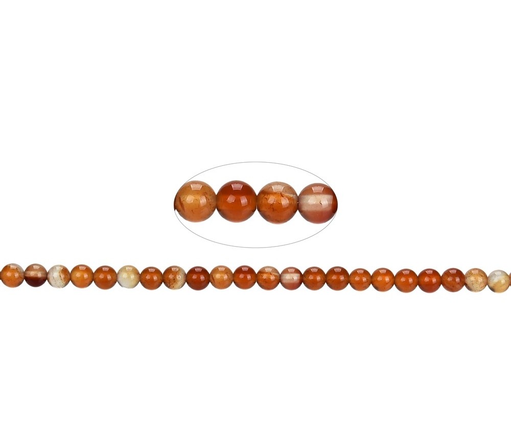 Heilstein & Edelstein-Strang - Kugeln, Carneol (gebr.), 04mm