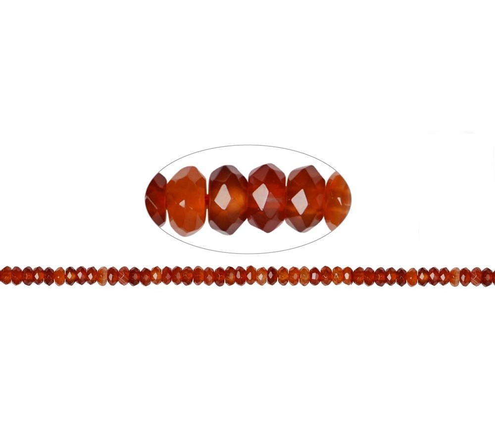 Heilstein & Edelstein-Strang - Button, Carneol (gebr.), facettiert, 06 x 08mm