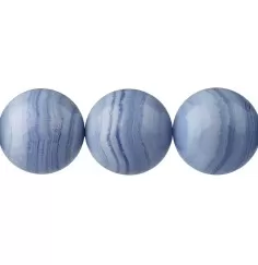 Heilstein & Edelstein-Strang - Kugeln, Chalcedon (blau) A, 18mm