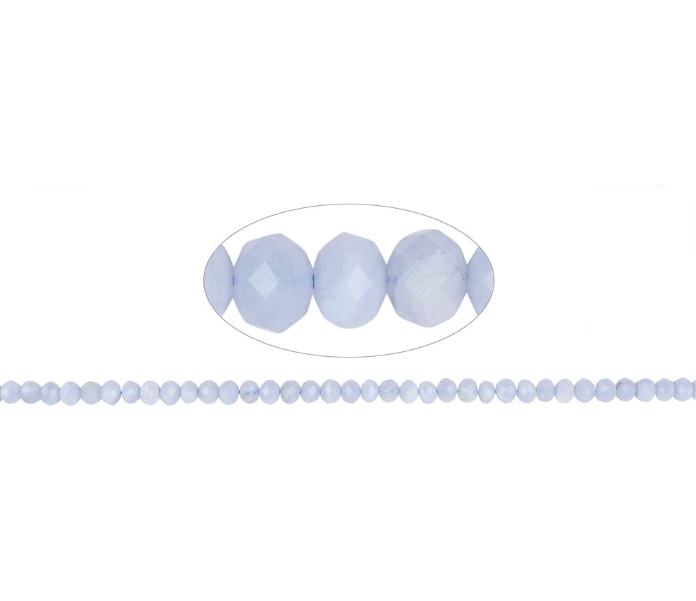 Heilstein & Edelstein-Strang - Button, Chalcedon (blau), facettiert, 04 x 05mm