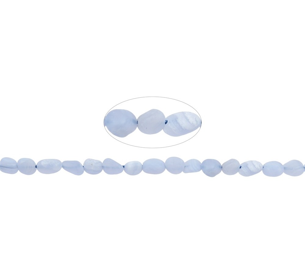 Heilstein & Edelstein-Strang - Nuggets, Chalcedon (blau), matt, 06-08 x 04-06mm