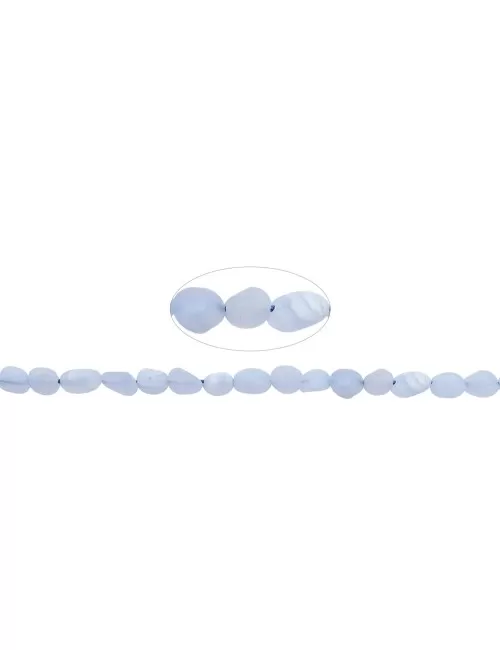 Heilstein & Edelstein-Strang - Nuggets, Chalcedon (blau), matt, 06-08 x 04-06mm