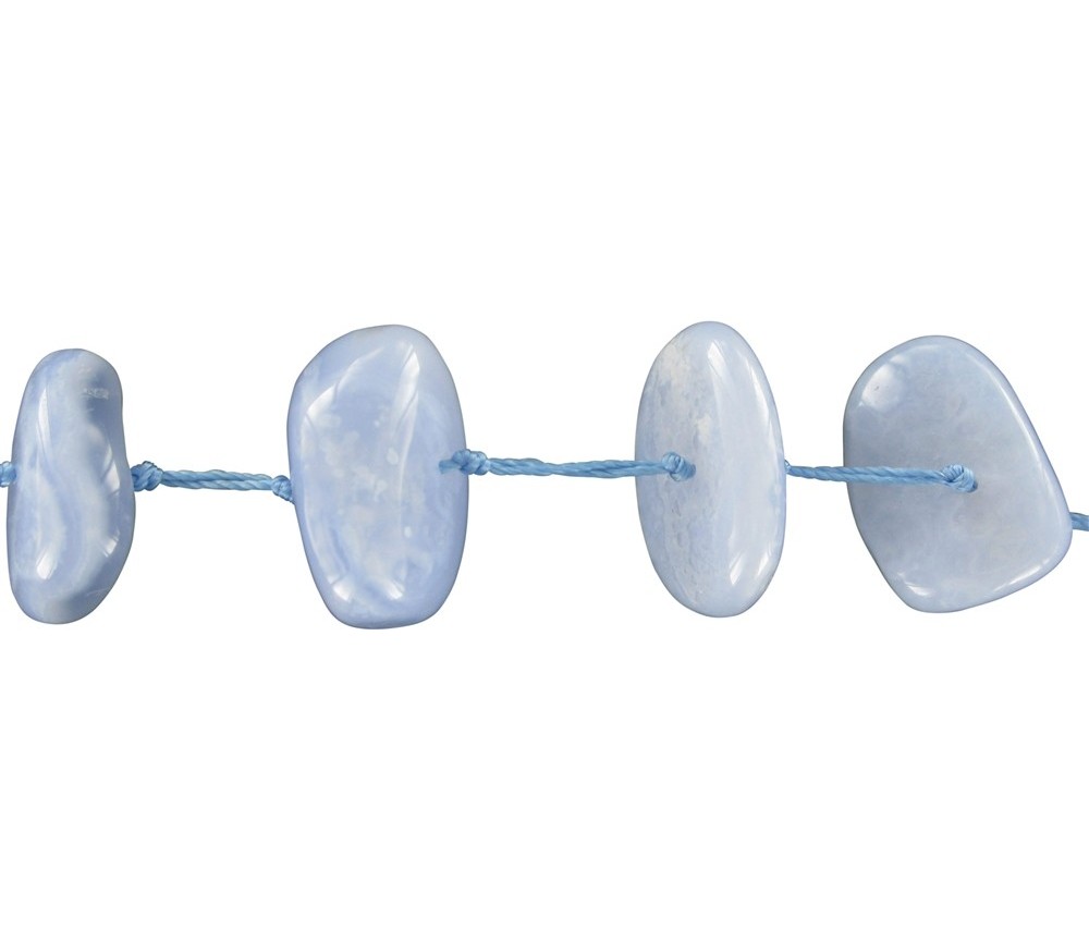 Heilstein & Edelstein-Strang - Nuggets, Chalcedon (blau), 04-09 x 20-25mm