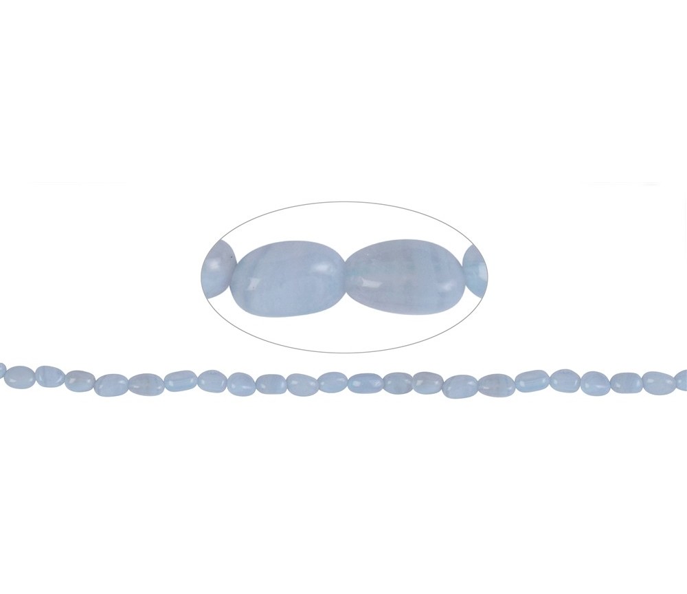 Heilstein & Edelstein-Strang - Nuggets, Chalcedon (blau), 06-08 x 04-06mm (38cm)