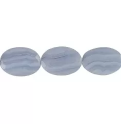 Heilstein & Edelstein-Strang - Linse gedreht, Chalcedon (blau), facettiert, 35 x 25mm