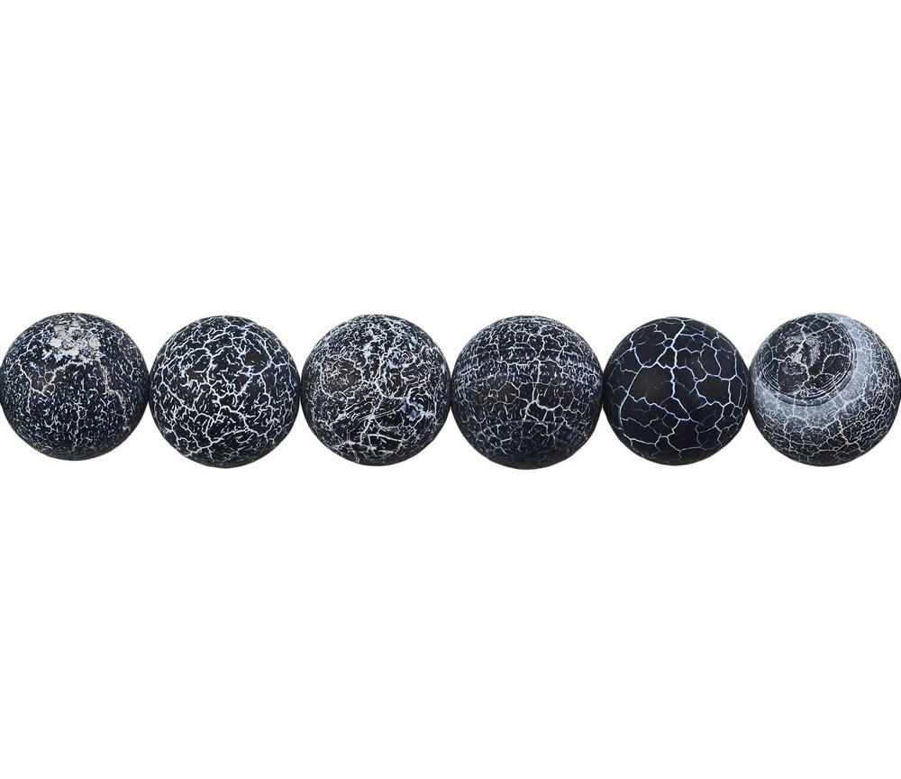 Heilstein & Edelstein-Strang - Kugeln, Onyx (gef.), gefurcht, matt, 12mm