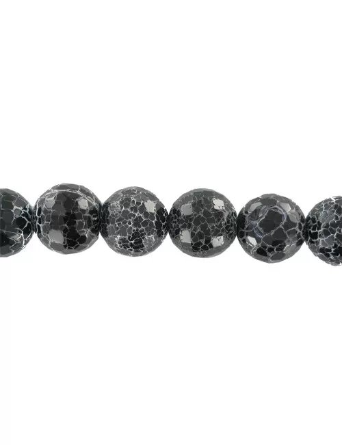Heilstein & Edelstein-Strang - Kugeln, Onyx (gef.), gefurcht, facettiert, 14mm