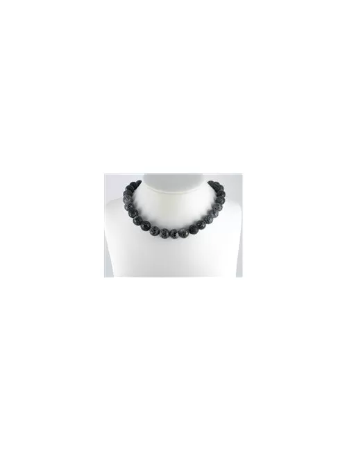 Heilstein & Edelstein-Strang - Kugeln, Onyx (gef.), gefurcht, facettiert, 14mm