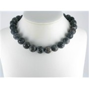 Heilstein & Edelstein-Strang - Kugeln, Onyx (gef.), gefurcht, facettiert, 16mm