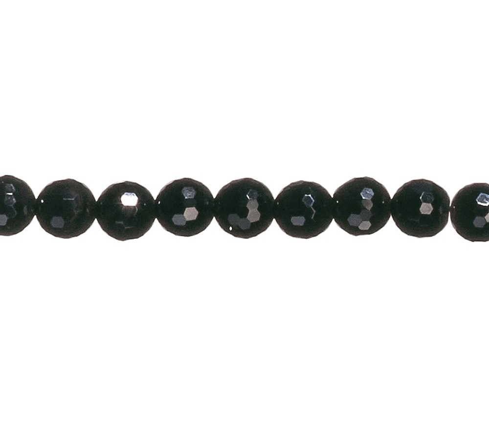 Heilstein & Edelstein-Strang - Kugeln, Onyx (gef.), facettiert, 08mm