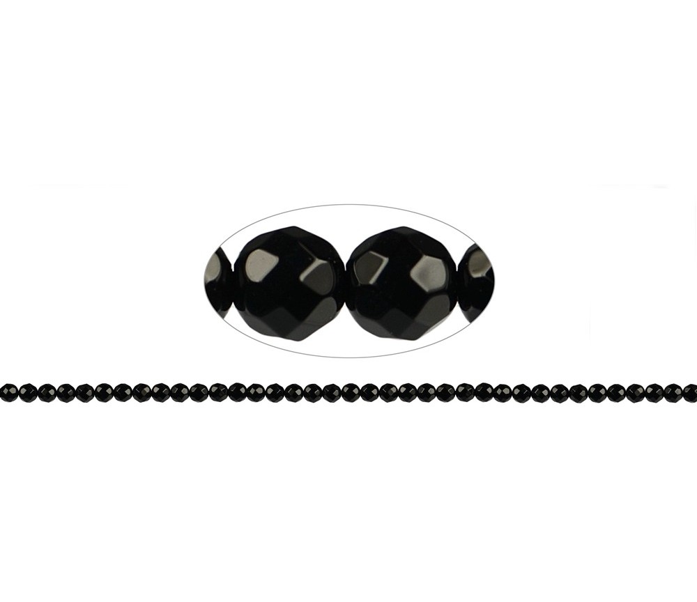 Heilstein & Edelstein-Strang - Kugeln, Onyx (gef.), facettiert, 03mm