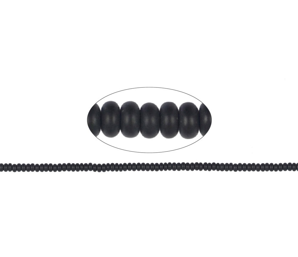 Heilstein & Edelstein-Strang - Button, Onyx (gef.),  matt,  02 x 04mm