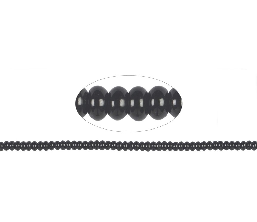 Heilstein & Edelstein-Strang - Button, Onyx (gef.), 04 x 08mm