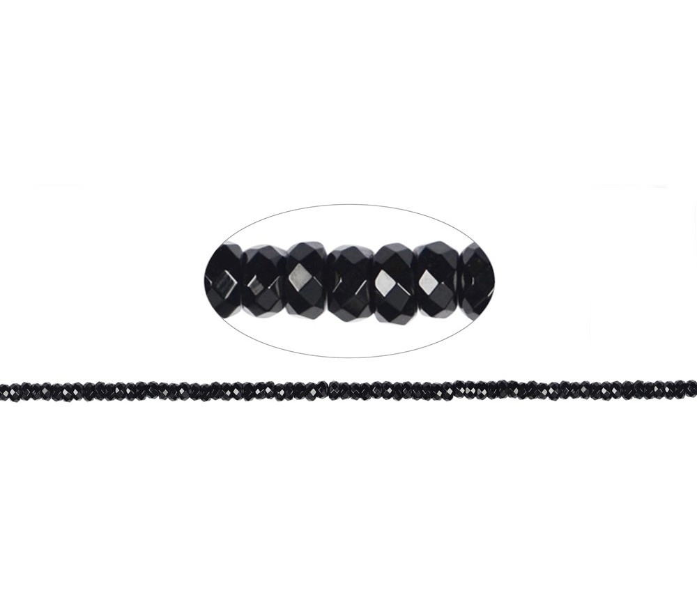 Heilstein & Edelstein-Strang - Button, Onyx (gef.), facettiert, 04 x 08mm