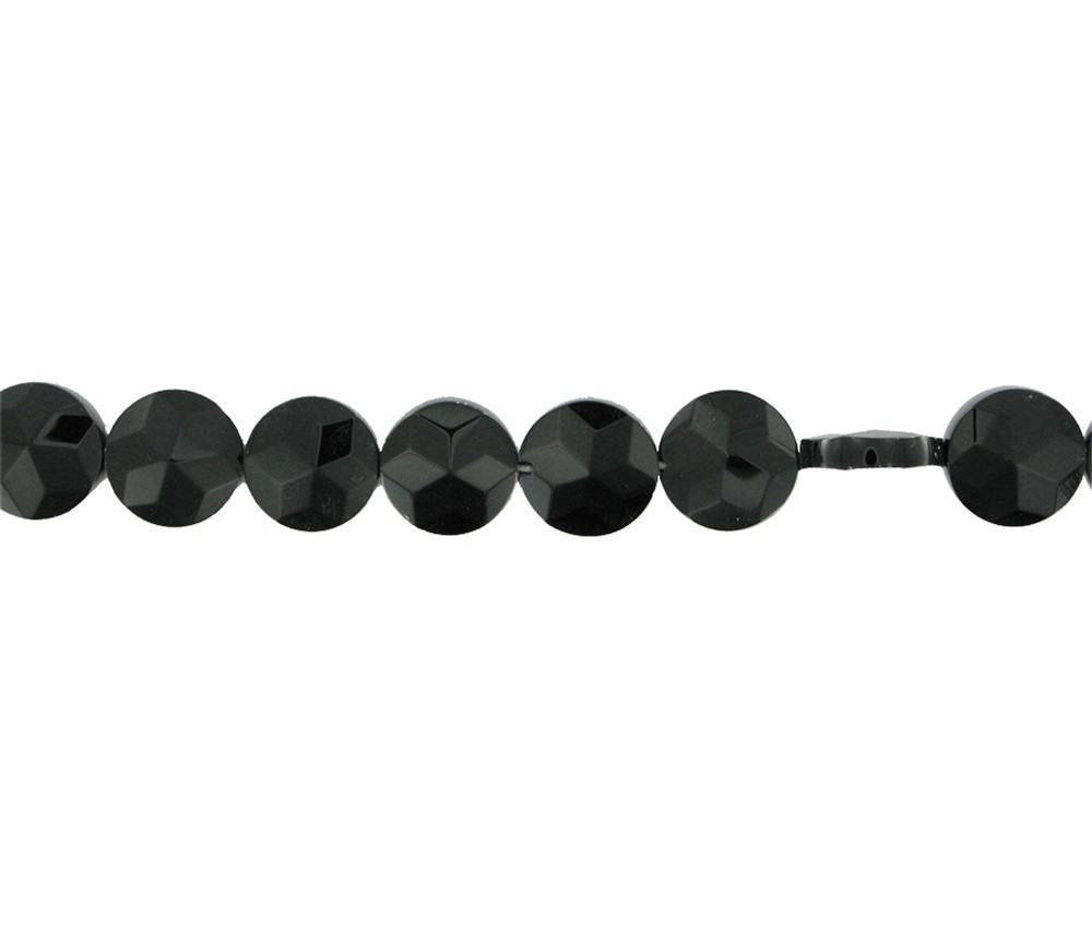 Heilstein & Edelstein-Strang - Button flach, Onyx (gef.), facettiert, 10 x 04mm