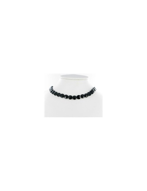 Heilstein & Edelstein-Strang - Button flach, Onyx (gef.), facettiert, 10 x 04mm