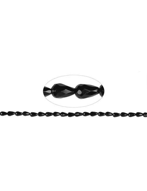 Heilstein & Edelstein-Strang - Tropfen, Onyx (gef.), facettiert, 09 x 06mm (38cm)