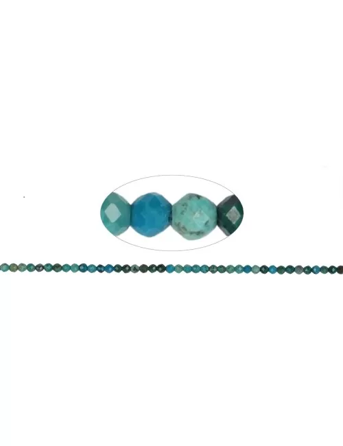 Heilstein & Edelstein-Strang - Kugeln, Chrysokoll (stab.), facettiert, 02mm (38cm)
