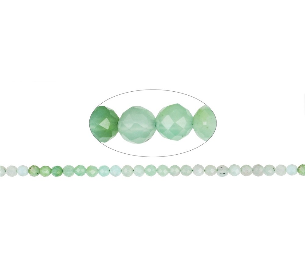 Heilstein & Edelstein-Strang - Kugeln, Chrysopras, facettiert, 05mm (39cm)