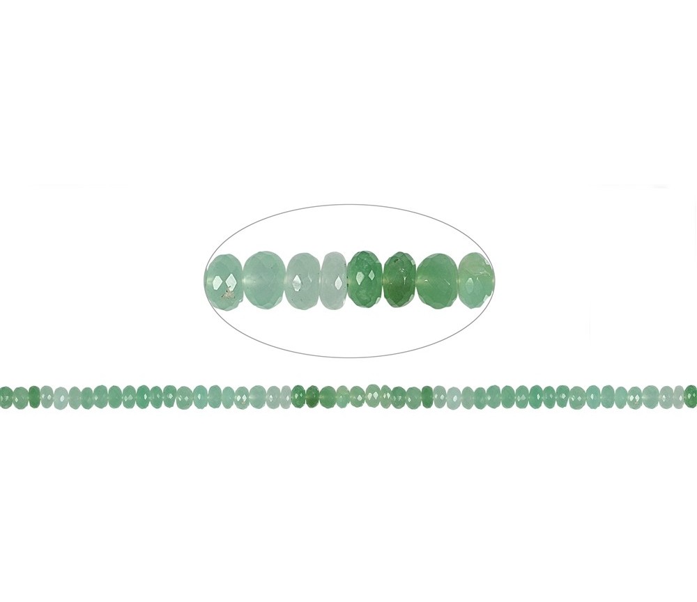 Heilstein & Edelstein-Strang - Button, Chrysopras, facettiert, 06mm, Unikat Nr. 00