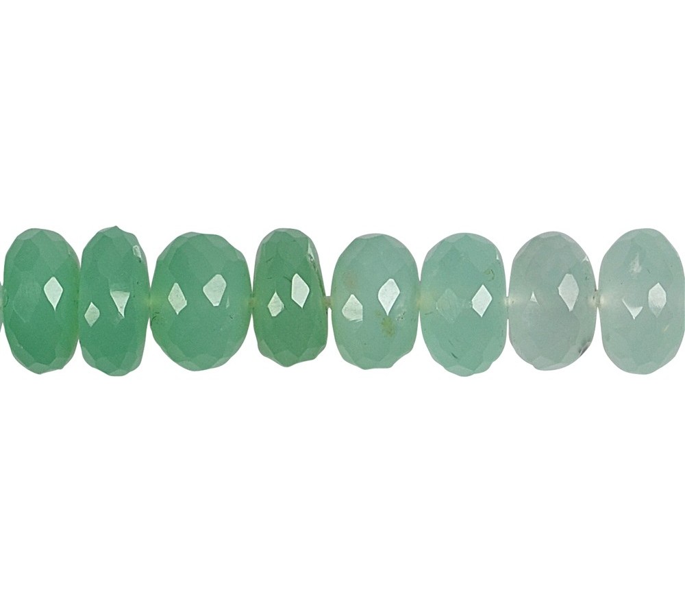 Heilstein & Edelstein-Strang - Button, Chrysopras, facettiert, 08 - 09mm, Unikat Nr. 15