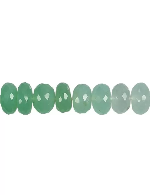 Heilstein & Edelstein-Strang - Button, Chrysopras, facettiert, 08 - 09mm, Unikat Nr. 15