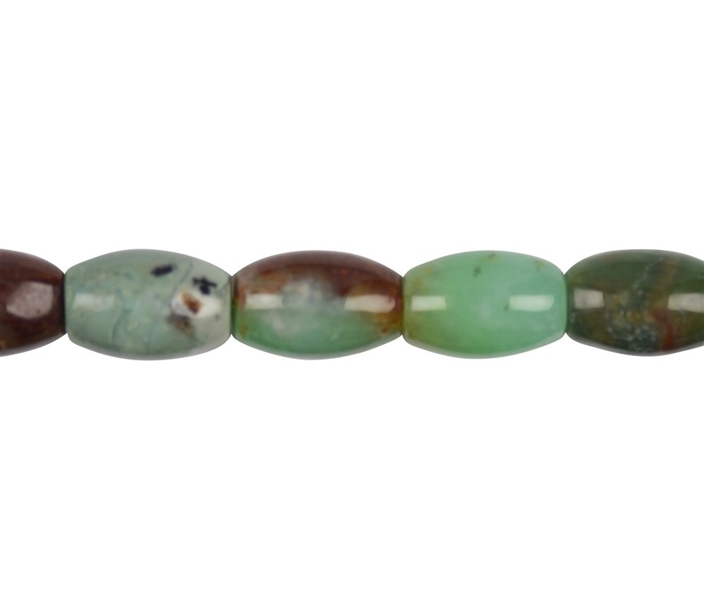 Heilstein & Edelstein-Strang - Spindel/Tönnchen, Chrysopras in Matrix, 18 x 12mm (39cm)