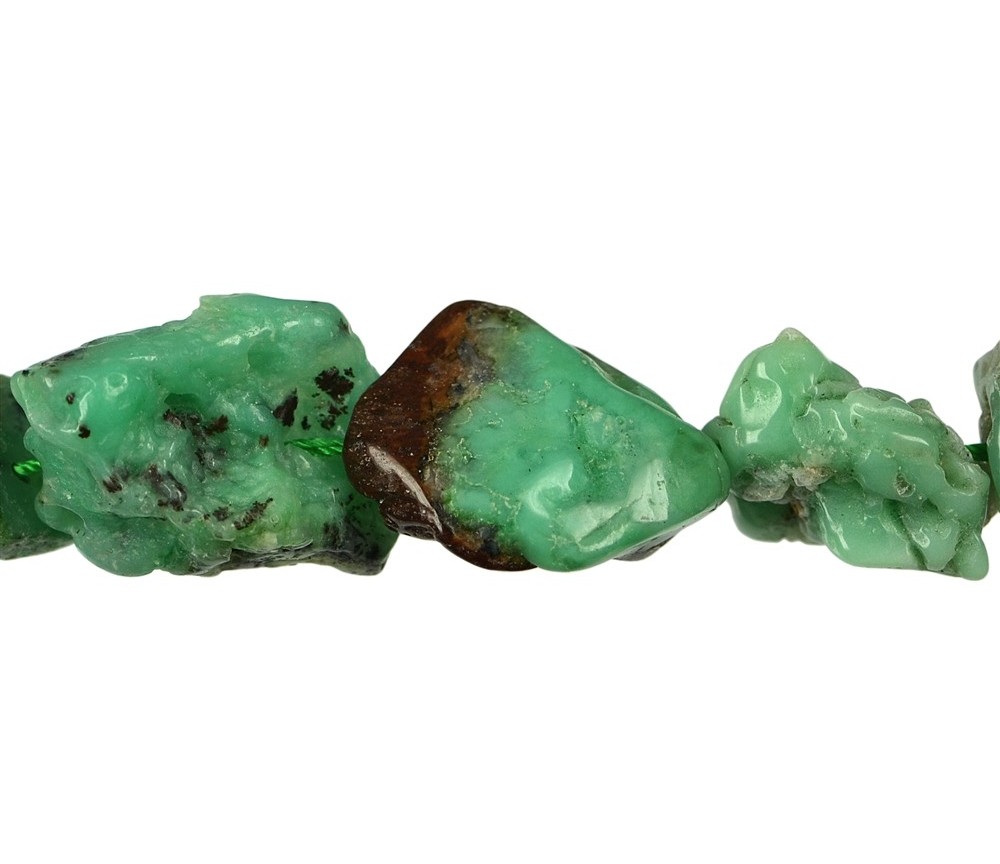 Heilstein & Edelstein-Strang - Nuggets, Chrysopras A, roh anpoliert, 15-30 x 14-20mm