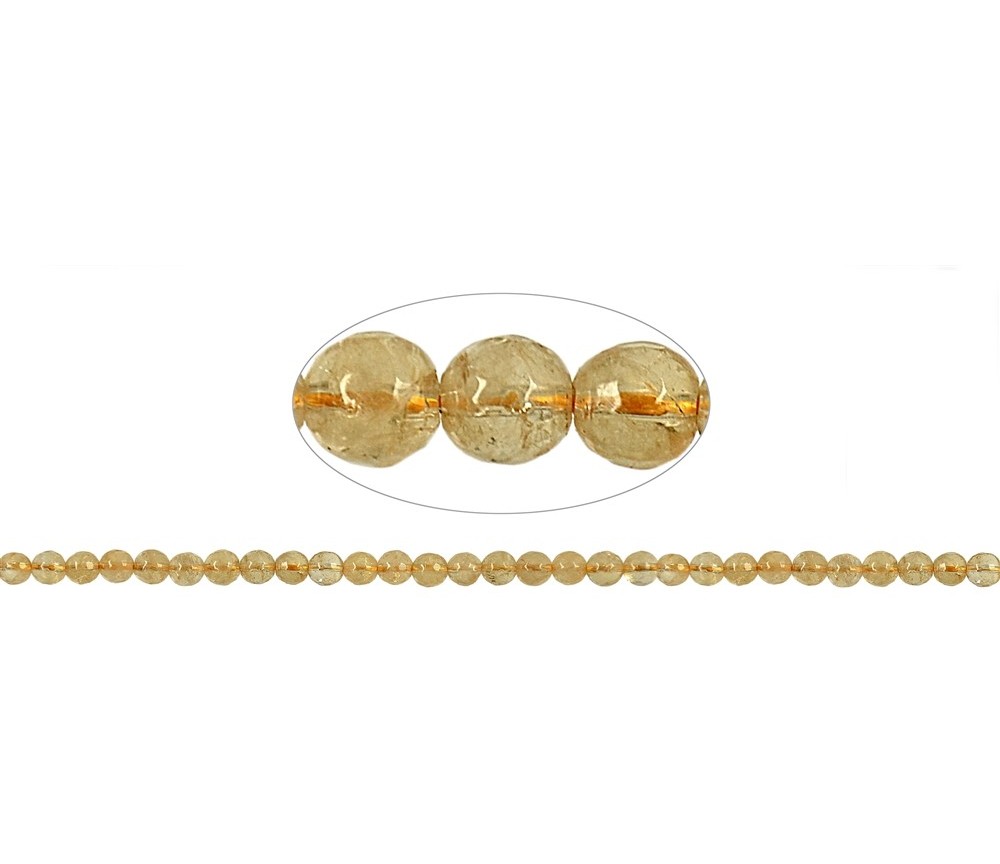 Heilstein & Edelstein-Strang - Kugeln, Citrin (gebr.) facettiert, 06mm