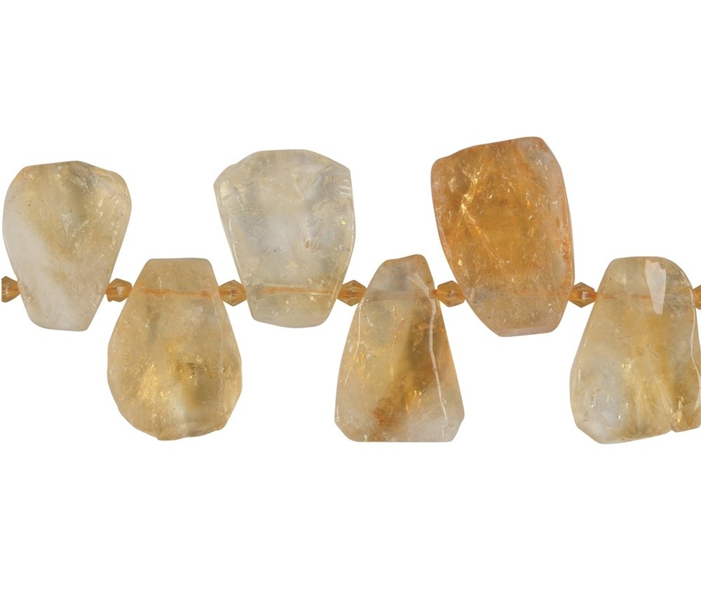 Heilstein & Edelstein-Strang - Tropfen, Citrin (gebr.), 10-20 x 20-30mm (38cm)