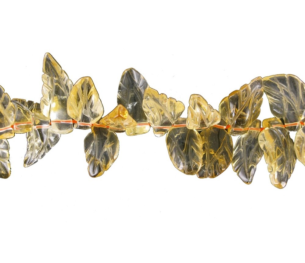 Heilstein & Edelstein-Strang - Blatt, Citrin (gebr.), 14-16 x 24-30mm