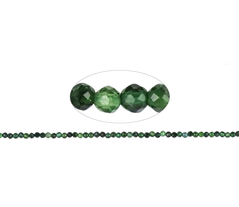 Heilstein & Edelstein-Strang - Kugeln, Chromdiopsid, facettiert, 04mm (39cm)
