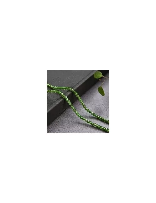 Heilstein & Edelstein-Strang - Kugeln, Chromdiopsid, facettiert, 02mm (39cm)