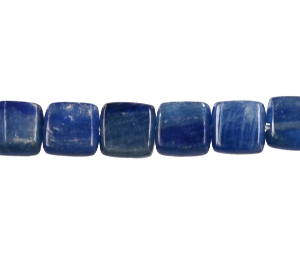 Heilstein & Edelstein-Strang - Rechteck flach, Disthen (blau) AA, 08 x 08mm